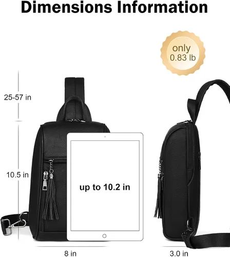 Vista 3 de FADEON Bolso bandolera para mujer, bolso cruzado con borlas, bolsos de hombro y pecho de cuero de diseñador para viajes, Grande