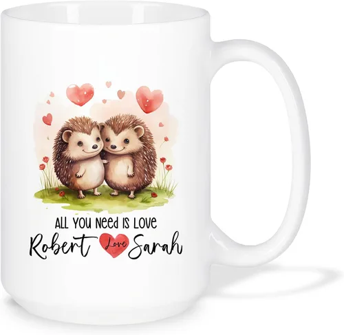 Vista 10 de Taza de café personalizada con diseño de zorro de 11 onzas, 15 onzas, divertida taza de viaje para pareja de zorros, taza de té con nombre y fecha