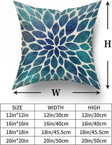 Vista 5 de Juego de 2 fundas de almohada de dalia verde azulado primaveral de 16 x 16 pulgadas, fundas de almohada modernas abstractas para sofá, decoración