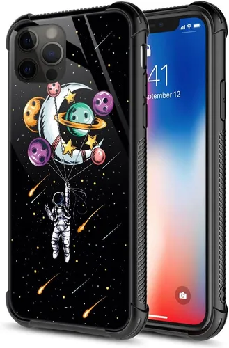 Vista 28 de ZHEGAILIAN Funda para iPhone 13, parte trasera de vidrio templado + funda protectora de TPU de silicona suave con diseño de munición