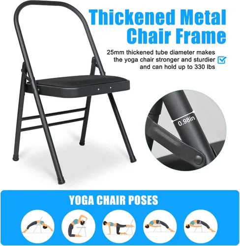 Vista 3 de INNOLIFE Foldable Backless Yoga Chair with Resistance Band for Abs & Core, Flexibility and Strength Training and Back Pain Relieving