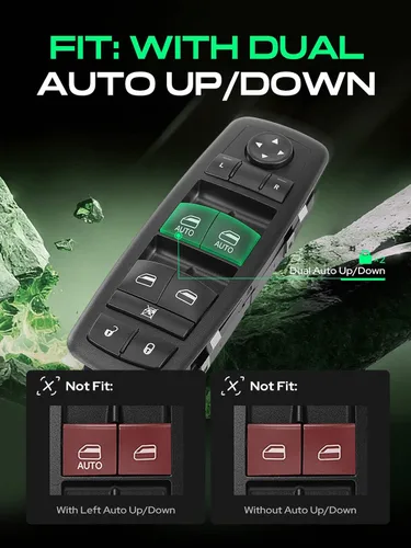 Vista 5 de YHTAUTO Master - Interruptor de ventana eléctrica de repuesto para Jeep Grand Cherokee 2014-2016, Dodge Durango 2014-2015, 11 pines, sin espejos