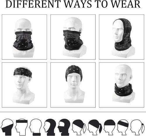 Vista 5 de Cozypower 36 bandanas de cachemira sin costuras, polaina para el cuello, pasamontañas para hombres y mujeres, viento UV