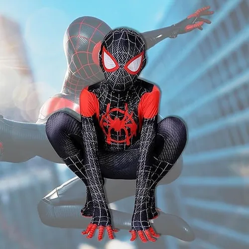 Vista 3 de ELLIAT Disfraz de araña negra para niños