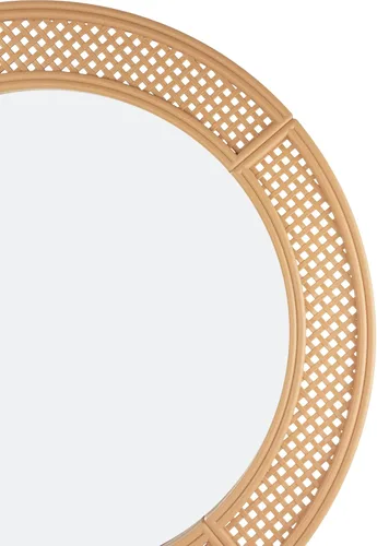 Vista 4 de Northlight Round Woven Style Wall Mirror, 30", Beige
