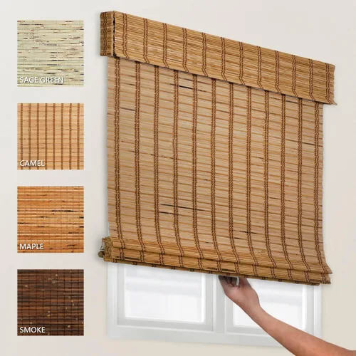 Vista 4 de CHICOLOGY Persianas de bambú, persianas de bambú, persianas de bambú personalizadas, persianas de bambú inalámbricas, persianas romanas para patio