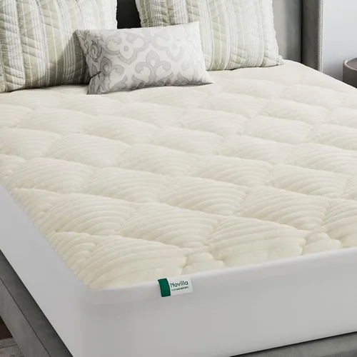 Vista 12 de Novilla Cubrecolchón Twin, Pillow Top suave para cama de dormitorio, funda de colchón acolchada transpirable con bolsillo profundo, relleno