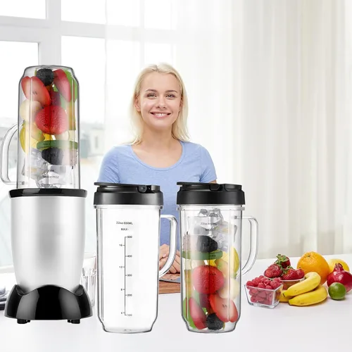Vista 7 de Vasos de repuesto para piezas de repuesto Magic Bullet de 22 onzas compatibles con Magic Bullet MB1001 MBR-0701AK de 250 W (marcas medidas), tapa