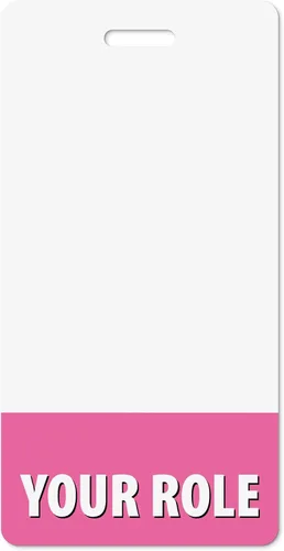 Vista 11 de Personalizado Badge Buddy – en color rosa bebé – vertical – tarjeta de respaldo de doble cara – duradera y resistente al agua ideal para profesores