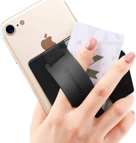 Vista 11 de Sinjimoru Tarjetero con agarre para teléfono con soporte para teléfono, billetera de agarre seguro para iPhone con soporte para mesa. Sinji Pouch