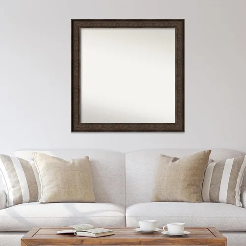 Vista 836 de Amanti Art Espejo de pared personalizado no biselado (25 x 25 pulgadas), marco de bronce acentuado, varios tamaños personalizados, espejo de baño