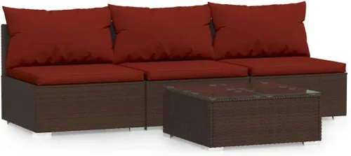 Vista 26 de 3-Piece Modular PE Rattan Sofa Set, Black 3-Seater Patio Couch