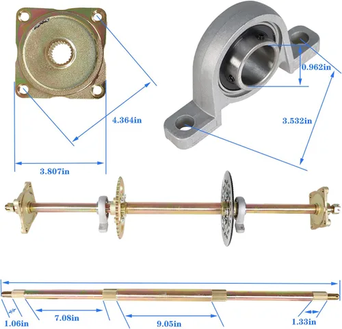 Vista 6 de waltyotur Kit de ensamblaje de eje trasero de Go Kart ATV 32 Pulgadas Eje y cubo y cadena y cilindro maestro de freno de reemplazo para Go Kart ATV