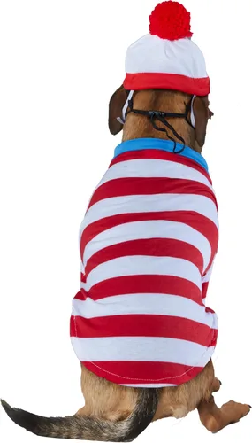 Vista 4 de Where's Waldo: Disfraz de Waldo para mascotas para perros o gatos por Rubies, talla S
