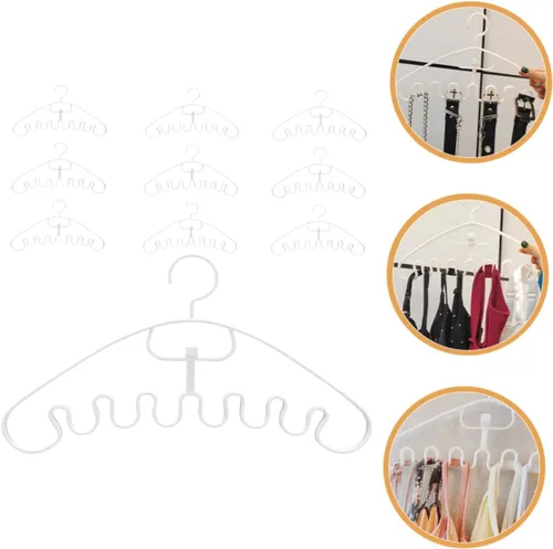 Vista 6 de CHILDWEET Jean Hanger - Percha para bufandas, 10 piezas, ondulada, PP, color blanco, antideslizante, estante de secado para rotar, ganchos