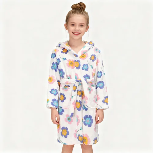 Vista 122 de E.W Apparel Bata de baño de forro polar con capucha para niños, bata suave y mullida para niños pequeños
