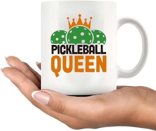 Vista 8 de Pickleball Queen Pickleball Regalos para mujeres, taza de cerámica para amantes del pickleball para jugadores de pelota, taza de café de 11 onzas