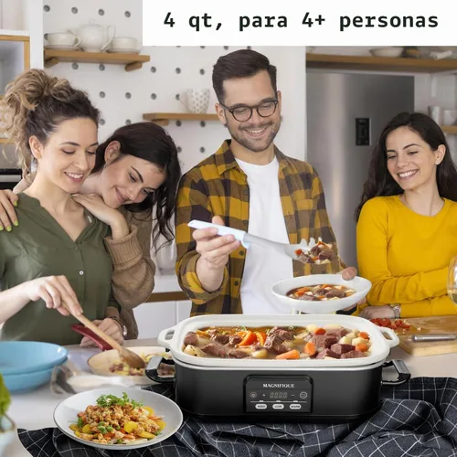 Vista 9 de Olla de cocción lenta programable de 4 cuartos de galón con plato de hornear de cerámica - Pequeño electrodoméstico de cocina perfecto para cenas