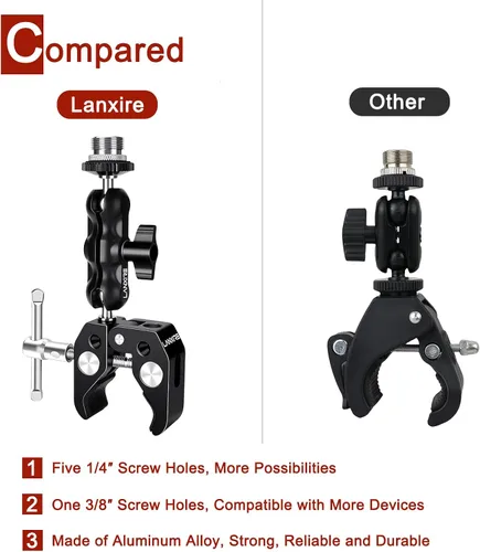 Vista 5 de Abrazadera de micrófono de montaje para micrófono con brazo mágico de cabeza esférica - Compatible con micrófonos - Carga máxima de 4.4 libras / 4.4