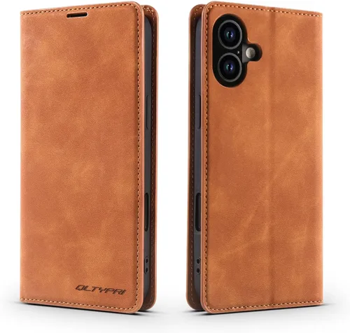 Vista 14 de QLTYPRI Funda tipo cartera para iPhone Air, 3 tarjeteros, color negro Funda de piel sintética de alta calidad, cierre magnético, soporte