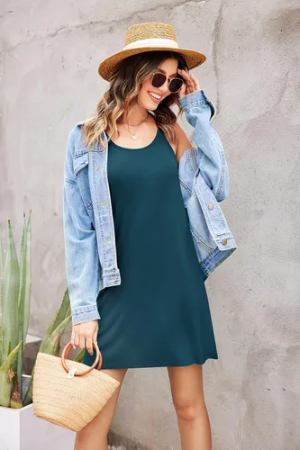 Vista 4 de Ekouaer - Camisón sin mangas con espalda cruzada para mujer