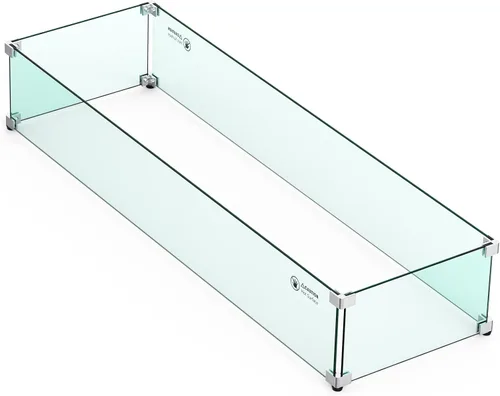 Vista 10 de Skyflame Protector de viento de vidrio para hoguera, 36" x 11.5" Parabrisas de vidrio templado que se ajusta a sartenes quemadoras de hoguera