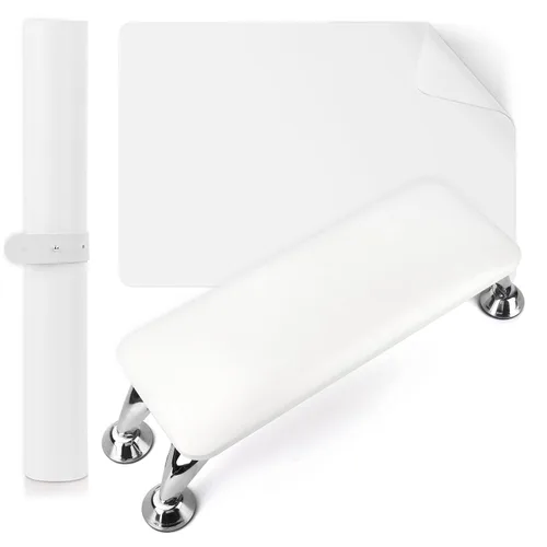 Vista 9 de Reposabrazos para uñas acrílicas con tapete de mesa para uñas, cojín de descanso para manos de cuero de microfibra para uñas, almohada suave