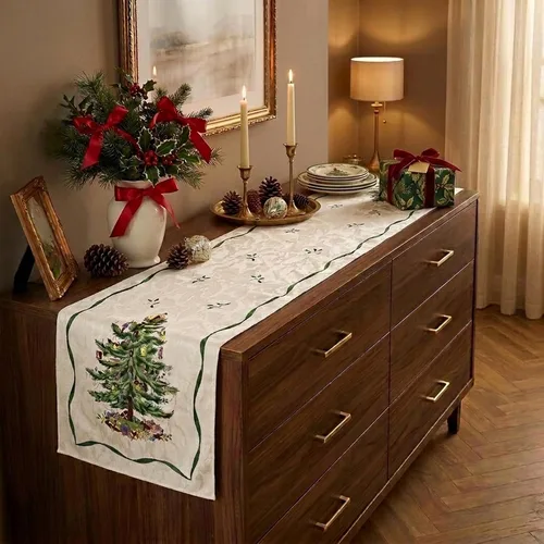 Vista 3 de Spode - Camino de mesa, accesorios decorativos de cocina, decoración del hogar festivo (Colección Árbol de Navidad Spode, 14" x 108")