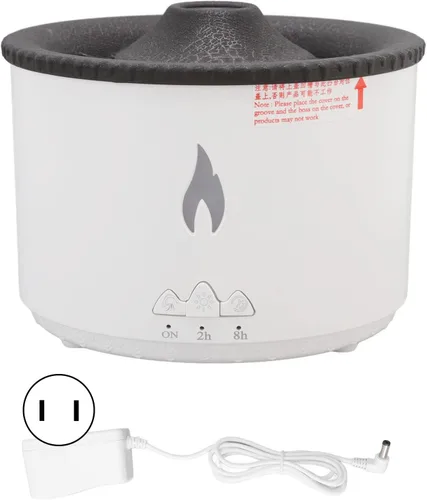 Vista 9 de Difusor de aroma de llama, 2 modos, humidificador portátil de aceite esencial con luz de llama, 2 temporizadores para aliviar el estrés, difusor