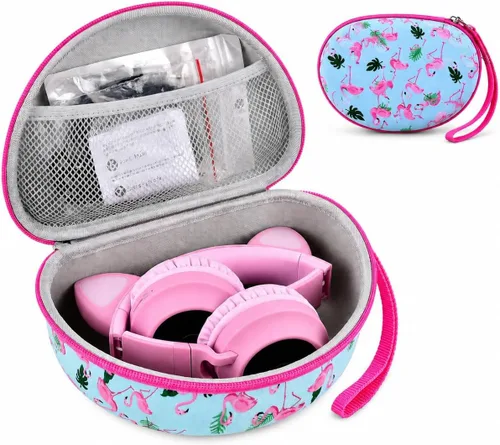 Vista 9 de PAIYULE Funda de auriculares para niños iClever para Riwbox CT-7S/CT-7, para auriculares de caramelo con oreja, funda protectora rígida con bolsillo