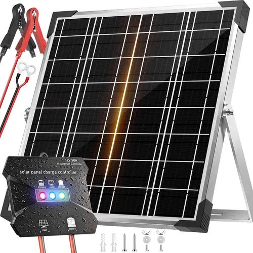 Vista 16 de Voltset - Cargador de batería solar de 10 W 12 V: mantenedor de panel solar para automóvil, barco - Cargador solar monocristalino impermeable