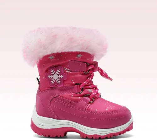 Vista 2 de DREAM PAIRS Botas de nieve para niños y niñas, antideslizantes, con forro de piel sintética de media pantorrilla, zapatos de invierno para niños
