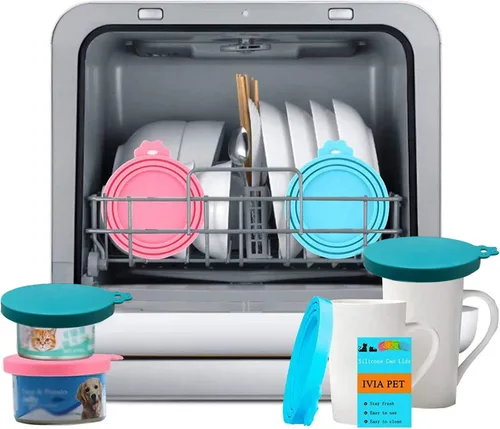 Vista 6 de Cubiertas para latas de alimentos, paquete de 3 tapas de silicona para alimentos y 1 cuchara para latas, se adapta a la mayoría de alimentos