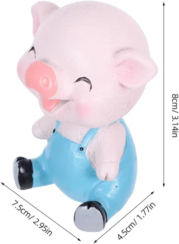 Vista 4 de EXCEART Adorno de cerdo con forma de cabeza de bobblehead, decoración de cerdito tembloroso para tablero de instrumentos de automóvil, escritorio
