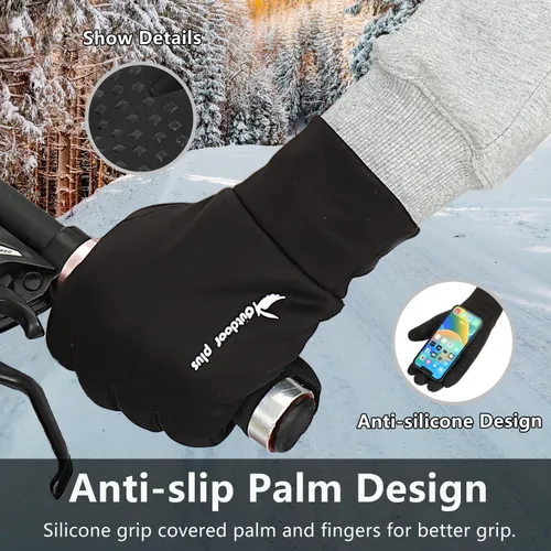Vista 2 de outdoor plus Guantes de correr para hombres y mujeres, guantes térmicos para pantalla táctil, guantes de conducción para senderismo, ciclismo