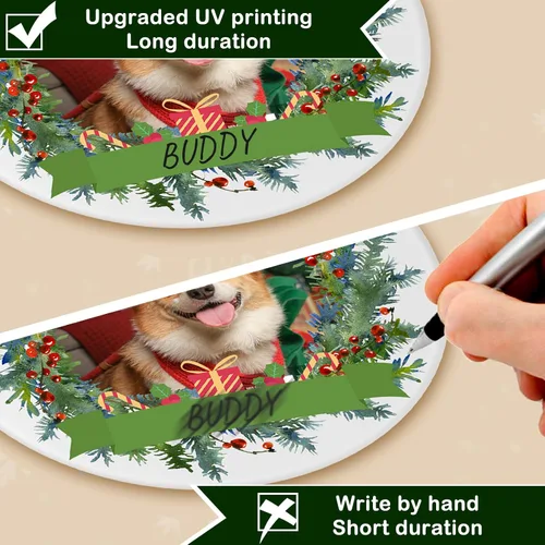 Vista 4 de Adornos de Navidad personalizados para perros 2025 – Adornos de foto de mascota personalizados para decoraciones de árboles de Navidad, adorno