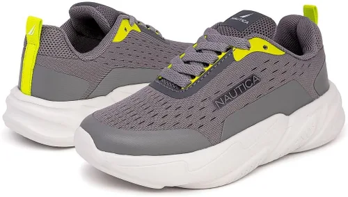 Vista 6 de Nautica Zapatos deportivos con cordones para niños, cómodos zapatos para correr para niños y niñas, niños pequeños y grandes
