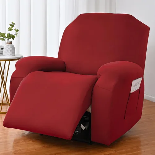 Vista 33 de vctops Fundas para sofá reclinable de 3 cuerpos, elásticas, de punto, suaves, lisas, antideslizantes, para sofá, protector de muebles con parte Café