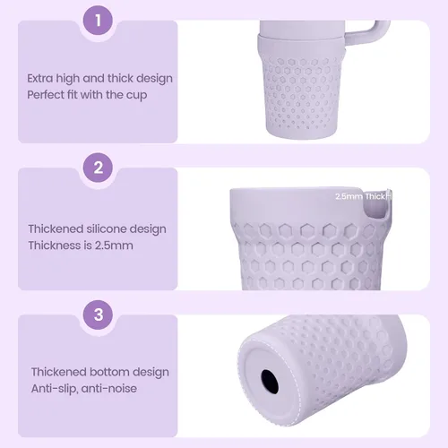 Vista 6 de Funda de silicona para bota para Stanley Quencher H2.0 Tumbler, 30 oz, morado