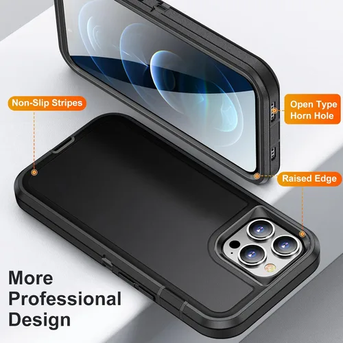 Vista 4 de Funda para iPhone 12 Pro Max para hombres, híbrida a prueba de caídas resistente, resistente, a prueba de golpes, ajuste delgado, funda protectora