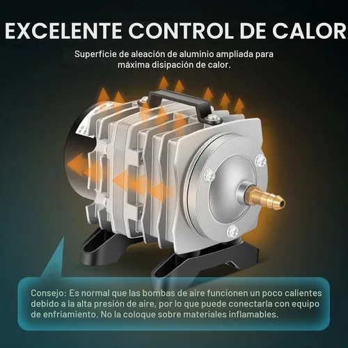 Vista 3 de VIVOSUN Bomba de aire comercial 317GPH 15W 6 salidas 20 L/Min para acuario y sistemas hidropónicos Aireador de estanque de burbujas para acuarios