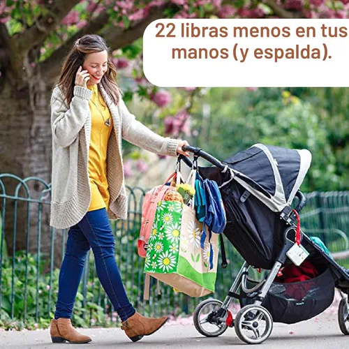 Vista 4 de Baby Uma Stroller Hooks for Bags - Non-Slip, One-Hand Use
