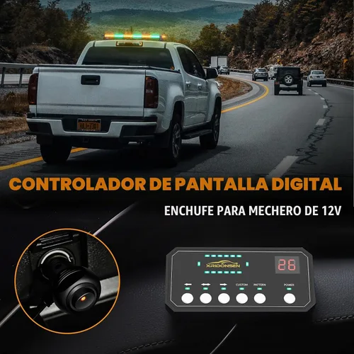 Vista 4 de XRIDONSEN 28.4 "80 LED techo barra de luz estroboscópica luces magnéticas Ámbar/Verde