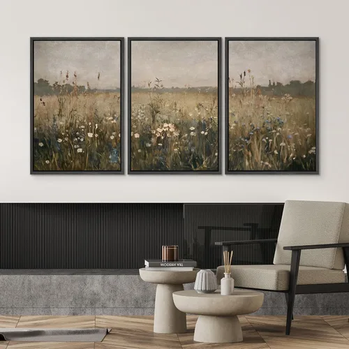 Vista 261 de SIGNWIN Lienzo enmarcado para pared, juego de arte pastel con cadena montañosa, bosque, niebla, naturaleza silvestre, ilustraciones modernas, arte