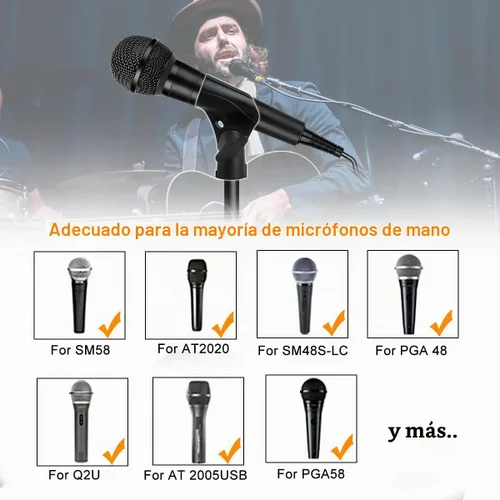Vista 6 de 2 piezas de clip universal para micrófono, soporte ajustable para clip de micrófono para soporte de micrófono, viene con adaptador de tornillo macho
