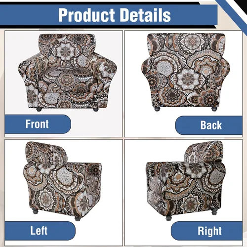 Vista 8 de Fundas elásticas para silla, fundas elásticas para sillón de 2 piezas, fundas de sofá lavables con diseño floral para sillón, protector de muebles