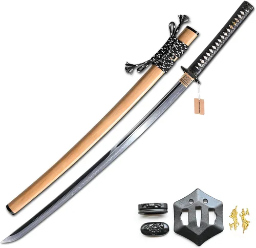 Vista 12 de MURASAME Katana Espada 41" T10 Acero Real Hamon Maquinilla de afeitar afilada espiga completa hecha a mano