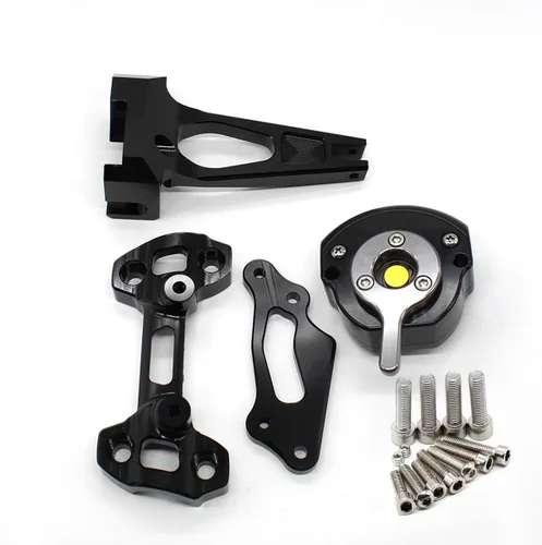 Vista 2 de Asiento estabilizador de dirección CNC ajustable para motocicleta con kit de soporte de montaje, juego completo compatible con MT-09 FZ-09 MT09 FZ09