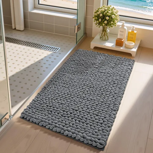 Vista 7 de LUMI Alfombra de Baño de Lujo, Tapete de Baño Ultra Suave de Secado Rápido, Alfombra de Baño Antideslizante Absorbente de Chenilla Gruesa, Tapete