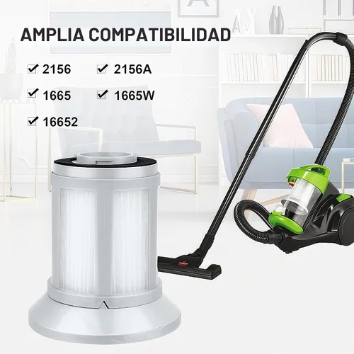 Vista 7 de Filtro de vacío de repuesto para aspiradora Bissell 2156A 1665 16652 1665W 21562 2156E Zing AeroSwift Powerforce sin bolsa, comparado con la parte #